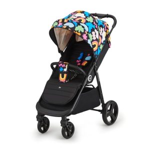 Kinderkraft GRANDE PLUS Silla de Paseo ligera desde Nacimiento hasta 22 kg, Plegado con una sola mano, Posición tumbada, Suspensión de todas ruedas, Capota grande XL, Happy Shapes