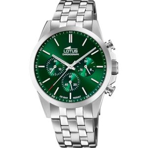 LOTUS Reloj Hombre Analógico de Acero Inoxidable 316l Plateado – Movimiento de Cuarzo – Cronógrafo – Cristal Mineral de Alta Resistencia – Resistente al Agua 5 ATM 18989/3 Chrono
