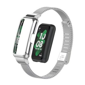 T-BLUER Correas Compatible con Huawei Band 8 Correa,Correa de Repuesto de Metal de Acero Inoxidable Compatible con Huawei Band 7/8 Smartwatch Plata