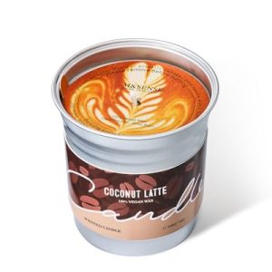 M&SENSE Latte de Coco Velas Aromáticas de Soja 200g, Regalos Originales Mujer, Decoracion Hogar, Aroma Coco y Café, Vela en Lata de Aluminio 48h, Ambientador Casa Fragancia Intensa para Bienestar