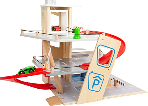 Small Foot 11676 Premium, 3 Levels with ramps, Wooden Car Park for Children, Role-Playing Toy Juguetes