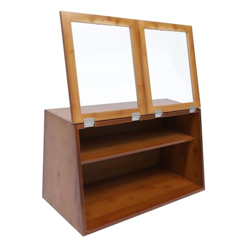 CHILDWEET 1pieza Mini Armario De Almacenamiento De Escritorio Mueble De Cocina Retro Puerta De Gabinete para Utensilios y Decoración Color Madera