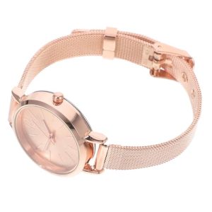 Beavorty Relojes De Pulsera para Mujer Pequeño Reloj De Cuarzo Fino con Pulsera De Malla Elegante Reloj De Vestir (Oro Rosa)