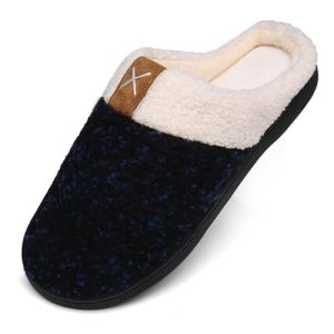 Mishansha Zapatillas Estar por Casa Espuma de Memoria Hombre Interior Pantuflas Antideslizante Felpa Slippers,Azul,38/39