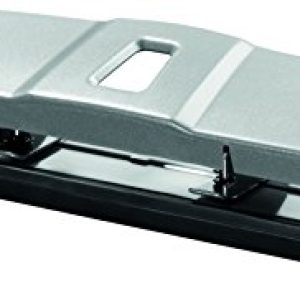 Maped Perforadora de Papel Universal 4 Agujeros con Capacidad de 10 a 12 Hojas, Agujereadora con Sujeción Optimizada y Tapa para Confetis, Acabado Metálico Plateado para Oficina y Escuela