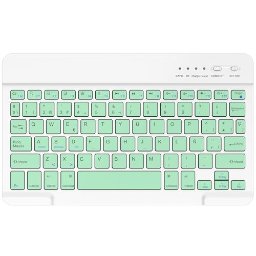 BQSS Teclado Español Ñ Bluetooth, Light Teclado Inalámbrico Portátil, para Tablet, iPad, iPad Air, iPad Pro, iPad Mini, iOS, Android y Windows