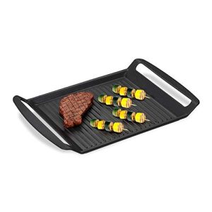 Relaxdays Plancha Grill, Cocina de Gas y Eléctrica, Asar Carne, Verdura, Pescado, Antiadherente, 23 x 26 cm, Antracita