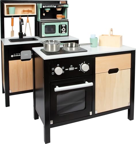 small foot Infantil con Isla Industrial, Cocina de Juego de Madera con Muchos Accesorios, a Partir de 3 años, 12432, Multicolor