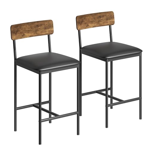 Garvee Taburete Alto de Bar, Juego de 2,Taburete con Reposapiés, Asiento de 95 cm de Altura,para Cocina,Salón, Retro Negro 36.8 * 42 * 95 cm