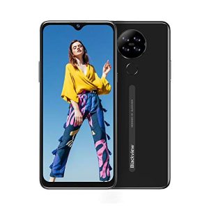Blackview A80 Moviles Libres 4G Android 10 GO con 6.21″ HD+ Water-Drop Screen, Cámara Trasera Cuádruple 13MP, Teléfono Móvil 2GB+16GB (SD 128GB), Batería 4200mAh Smartphone Libre, Face ID/GPS-Negro