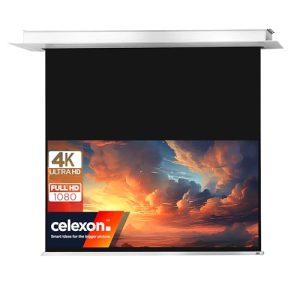 celexon Pantalla para Escuela, proyección, presentación y Cine en casa empotrable motorizada Profesional Plus hasta 4K – 160 x 100 cm – 16:10