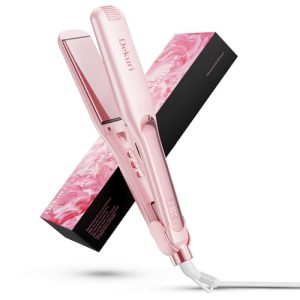 Dekuri planchas del pelo, plancha de pelo de 42 mm, plancha de cerámica sin fricción a base de agua para un cabello sedoso y suave, planchas de pelo profesional para mujeres, 120°C-230°C, Rosa