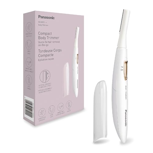 Panasonic ES-WR51 Recortadora Corporal Compacta, Depiladora para Mujeres, Afeitadora para Mujeres, En Seco, Funciona con Pilas (se requiere 1 AAA), Tapa Protectora, Cepillo De Limpieza, Color Blanco