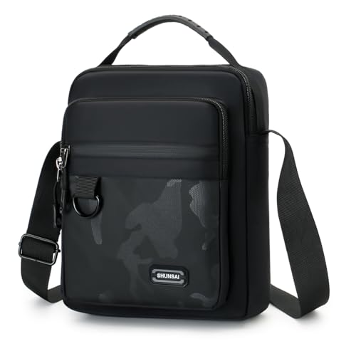 Vpoofree Bandoleras Hombre Bolso de Hombro Bolsas de Mensajero de Negocios Bolso de Mano Mariconeras para Hombres Moda Crossbody Bag Shoulder Casual (Negro Bandoleras Hombre)