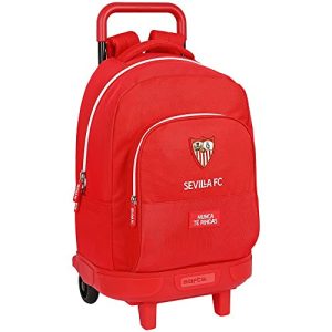 SAFTA, Zaino grande con ruote compatte estraibile Sevilla FC, 330 x 220 x 450 mm Unisex-Bambini e ragazzi, Rosso, Estándar