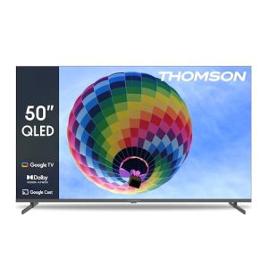 THOMSON 50 Pulgadas (126cm) QLED Google Smart TV, Wi-Fi,Dolby Audio, HDR10, Bluetooth 5.1, Triple-Tuner (Cable/Satélite/Antena), HDMI, Ci+, A+ Panel – 50QG4S14