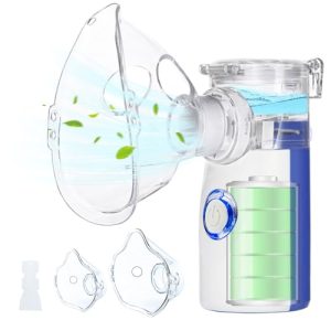 Wholede Nebulizador Portatil, Nebulizador para Bebe Niños Adultos, Aerosol Portátil Silencioso con 2 Máscaras y Boquilla(Azul)