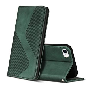 ZONNAVI Funda para iPhone SE 2022 / SE 2020/8 / 7, Funda Libro de Cuero con Ranura para Tarjeta y Magnético, Wallet Flip Caso Cubierta Case Carcasa para iPhone SE 2022 / SE 2020/8 / 7 (Verde)