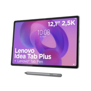 Lenovo Idea Tab Plus – 12.1″ 2.5K (MediaTek Dimensity 6400, 8 GB RAM, 256 GB UFS 2.2, 90 Hz, 4 Altavoces, Ranura microSD, Wi-Fi 5, Bluetooth 5.2, Android 15) Color Gris Nube – Incluye Tab Pen