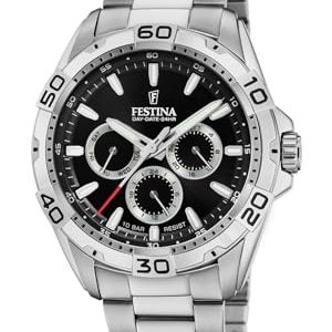 Festina Reloj Hombre Analógico de Acero Inoxidable 316l Plateado – Movimiento de Cuarzo – Calendario – Cristal Mineral de Alta Resistencia – Resistente al Agua 10 ATM – Multifunción F20623/4