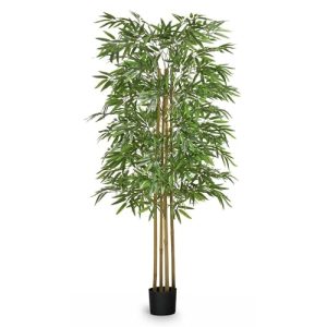 MAIA SHOP Bambú Artificial 150 cm con Cañas Naturales, Planta Artificial Realista de Interior para Decoración de Hogar, Oficina, Hotel o Eventos, Árbol Decorativo Verde