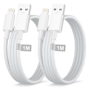 Cable iPhone Carga Rápida 1M 2Pack, [MFi Certificado] Cable Cargador iPhone USB Lightning cable Nylon Trenzado Cabo CabLe Lightning USB para Apple iphone 14 13 12 11 Plus X 8 Plus 7 6S 5,iPad,AirPods