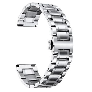 BINLUN Correas de Reloj Acero 12mm-24mm Repuesto de Correas Metálica Smartwatch Extremo Recto Y Curvado 6 Colores Hombres Mujer Para Samsung Galaxy Watch 6/5 Para Huawei Watch(Plateado,24mm)