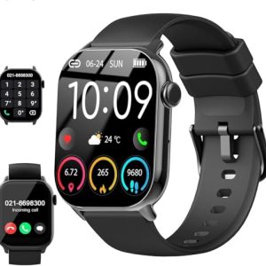 Reloj Inteligente Hombre Mujer con Llamadas Bluetooth, Smartwatch 1.96″ con SpO2/Pulsómetro/Monitor de Sueño/Podómetro, 110+ Modos Deport, IP68 Impermeable Pulsera Actividad para Android iOS, Negro