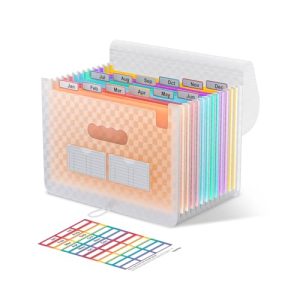 ThinkTex Carpeta Acordeón A4 Carpeta Clasificadora, 12 Bolsillos Expandible Archivos Organizador, Portátil Clasificador Documentos, para Oficina, Escuela, Familia – Naranja