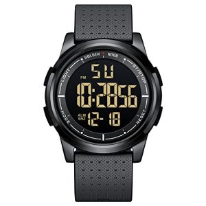 GOLDEN HOUR Relojes Digitales Impermeables Deportivos Ultrafinos para Hombre con Pantalla Gran Angular Correa de Caucho Reloj de Pulsera para Hombre Mujer