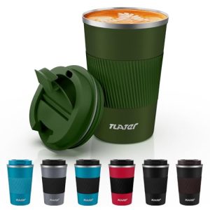 Tlater Termo para Cafe, 380ml/13oz Vaso Termico Cafe para Llevar con Tapa – Taza Termo – Acero Inoxidable al Vacío de Doble pared Termos Cafe Pequeño para Bebidas Frías y Calientes, Café, Agua y Té