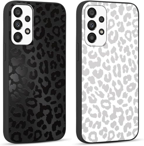 Yoedge 2 × Funda para Samsung Galaxy A33 5G 6,4", Carcasa para Teléfono Móvil con Leopardo Dibujos Aesthetic Cover, Antigolpes Capa de Soft Silicona TPU para Samsung A33 5G Blanco Negro Case