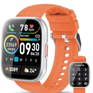 Niderson Reloj Inteligente Mujer Hombre con Bluetooth Llamada, 1.85″ HD Smartwatch con Pulsómetro/Monitor de Sueño, 112+ Modos Deportes Pulsera Actividad Impermeable IP68 para Android iOS, Naranja