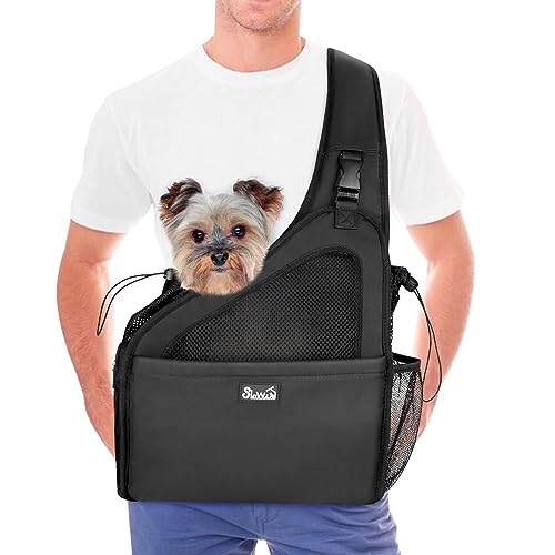 Nasjac Bolsos para Mascotas, Manos Libres Papoose Small Animal Puppy Travel Bag Tote Correa Acolchada Ajustable Malla Transpirable Soporte Inferior Duro Cinturón de Apertura con cordón Lavable