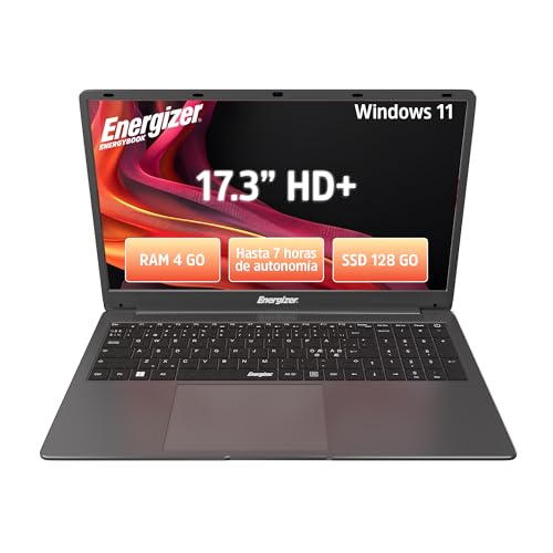 Energizer EnergyBook: portátil de 17,3'' HD+, Intel Celeron, 4 GB de RAM, SSD de 128 GB, gráficos UHD, Windows 11, Teclado QWERTY (Interno), USB 3.0, HDMI
