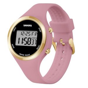 OFFCUP Reloj para Mujer con Correa de Silicona, Relojes Deportivos de LED, Relojes Digitales para Mujer con Esfera con Cara Luminosa, Reloj de Pulsera para Exteriores para Niñas (Rosa Pasta de Judía)