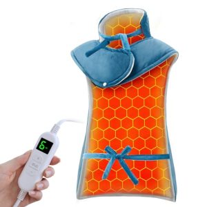 Ultralent Almohadilla Térmica para Espalda y Cuello 60×108cm, 6 Niveles de Calor, Apagado Automático,Calentamiento Rápido, Protección contra sobrecalentamiento, Oficina y Hogar, Lavable a Máquina