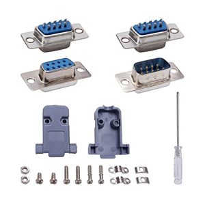 VooGenzek 5 Juegos Conector de Serie DB9, con Capucha de Plástico/Carcasa, Conector Tipo Soldadura de RS232 Macho Hembra 9-Clavijas D-Sub, para Conexión de Computadora