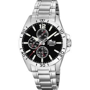 LOTUS Reloj Hombre Analógico de Acero Inoxidable 316l Plateado – Movimiento de Cuarzo – Cristal Mineral de Alta Resistencia – Resistente al Agua 5 ATM – Multifunción 18812/3