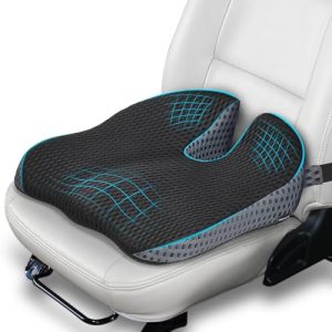 Ajiteogy Cojín de Asiento para Coche Conductor – Elevador Ergonómico Adulto con Espuma Viscoelástica y Correas – Compatible con Automóvil, Camionetas