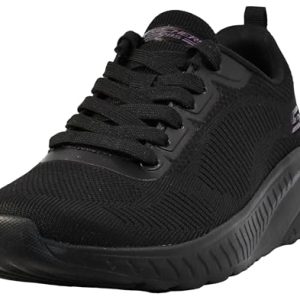 Skechers Bobs Squad Chaos Face Off, Zapatillas de Deporte Mujer, Black Engineered Knit Trim, 38 EU
