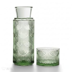 Juego de Jarra de Agua y Vidrio Para Mesita de Noche, Jarra de Vidrio de 630 Ml Con Taza, Para Dormitorio de Invitados, Baño, Sala de Estar (Verde)