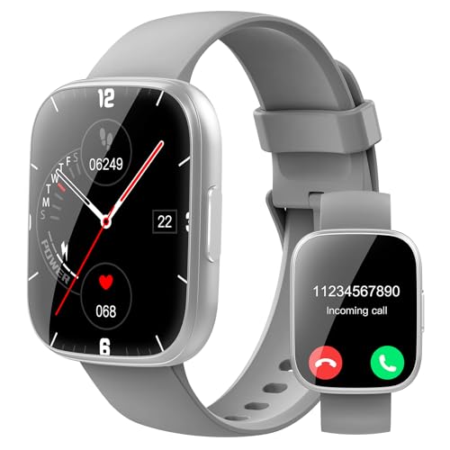 Puqo Reloj Inteligente Hombre Mujer, 2025 Smartwatch 1.95" Llamada Bluetooth, 112 Modos Deportivos, Pulsera Actividad con Monitor de Ritmo Sueño y Cardíaco, IP68 Smart Watch para Android iOS, Gris