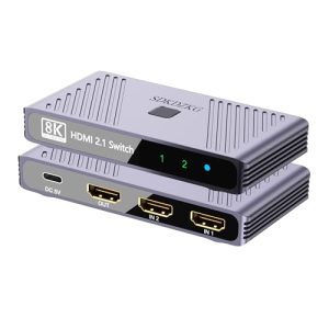 SDKDZKG Conmutador HDMI 8K a 60HZ, conmutador HDMI 2 en 1 salida 4K a 120Hz, divisor de aluminio de alta velocidad de 48 Gbps, compatible con HDR10, 3D, compatible con proyectores Xbox PS5, monitores