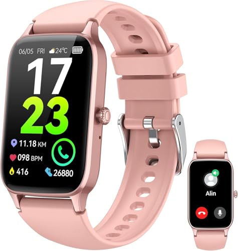 Reloj Inteligente con Llamadas, 2025 HD 1.57" Smartwatch Hombre Mujer, 112+Modos Deportivo Smart Watch, Podómetro/Pulsómetro/SpO2/Monitor de Sueño, IP68 Pulsera impermeable, correr/fiestas/ocio, Rose