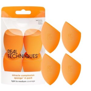 Real Techniques, Esponja para maquillaje facial – 50 gr, 4 unidades