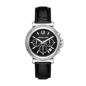 Michael Kors Reloj Maren para Mujer, Movimiento cronógrafo de Cuarzo con Correa de Acero o Piel, Negro Azabache, 40 mm