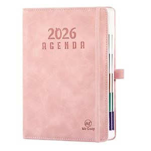 Agenda 2026 dia por pagina – A5 Agenda planificador 2026 – A5 Semana Vista 2026-152 Hojas 304 Páginas con Banda Elástica – 21 x 14,8 cm – Rosa