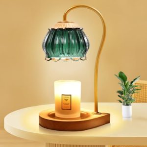 Lámpara Calentador De Velas Regulable con Temporizador, Calentador De Velas Eléctrico con 2 Bombillas, Lámpara Calienta Velas para Decoración del Dormitorio del Hogar