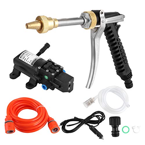 Pistolas de agua para coche, Yctze Lavadora de alta presión portátil Kit de manguera de bomba de agua 12V 130PSI Potente limpiador de coche 80W Lavadora portátil de alta presión